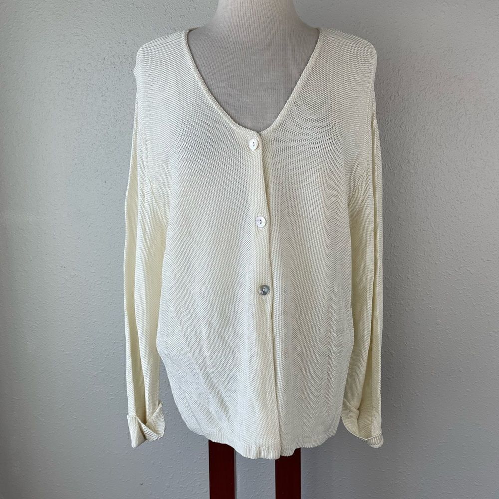 Coldwater Creek Rayon Cream Cardigan Sweater Size S EUC